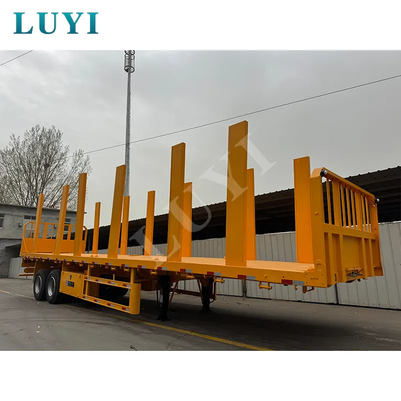 2‑axle flatbed semi‑trailer with upright posts