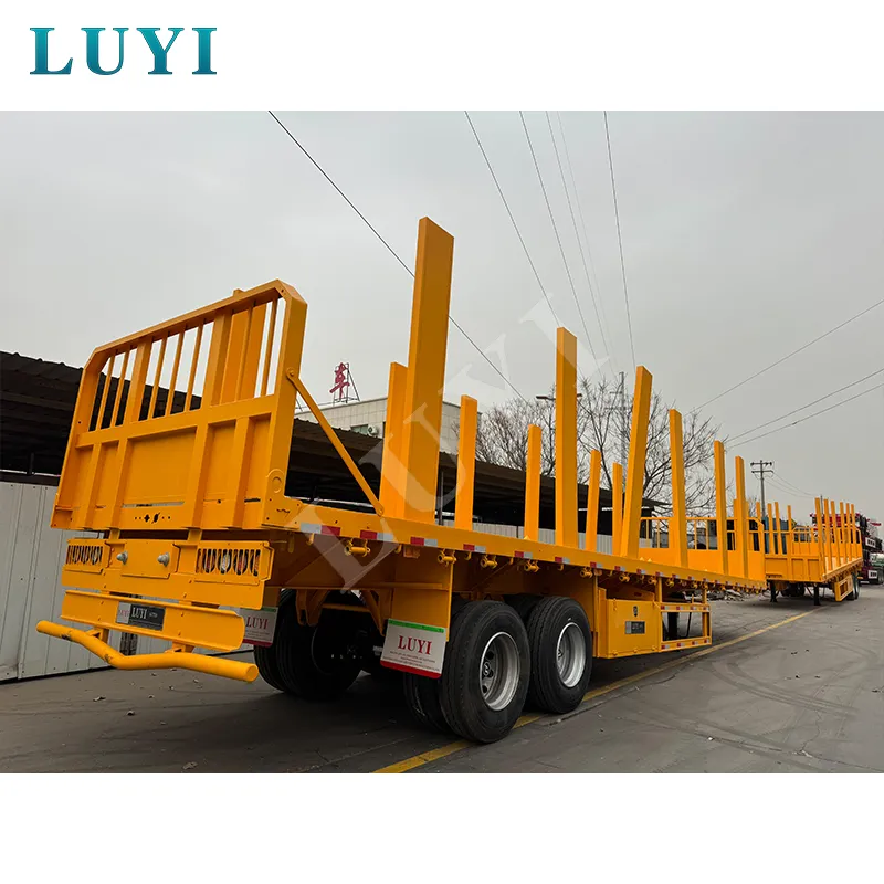 2‑axle flatbed semi‑trailer with upright posts