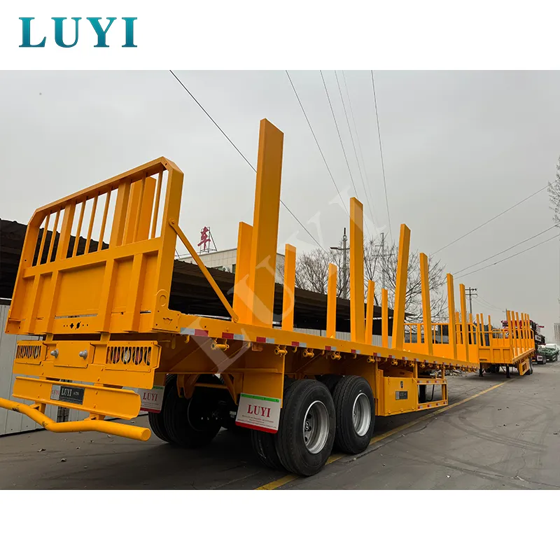 2‑axle flatbed semi‑trailer with upright posts