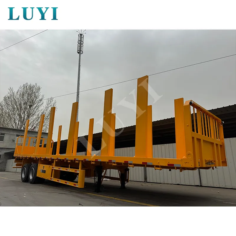 2‑axle flatbed semi‑trailer with upright posts