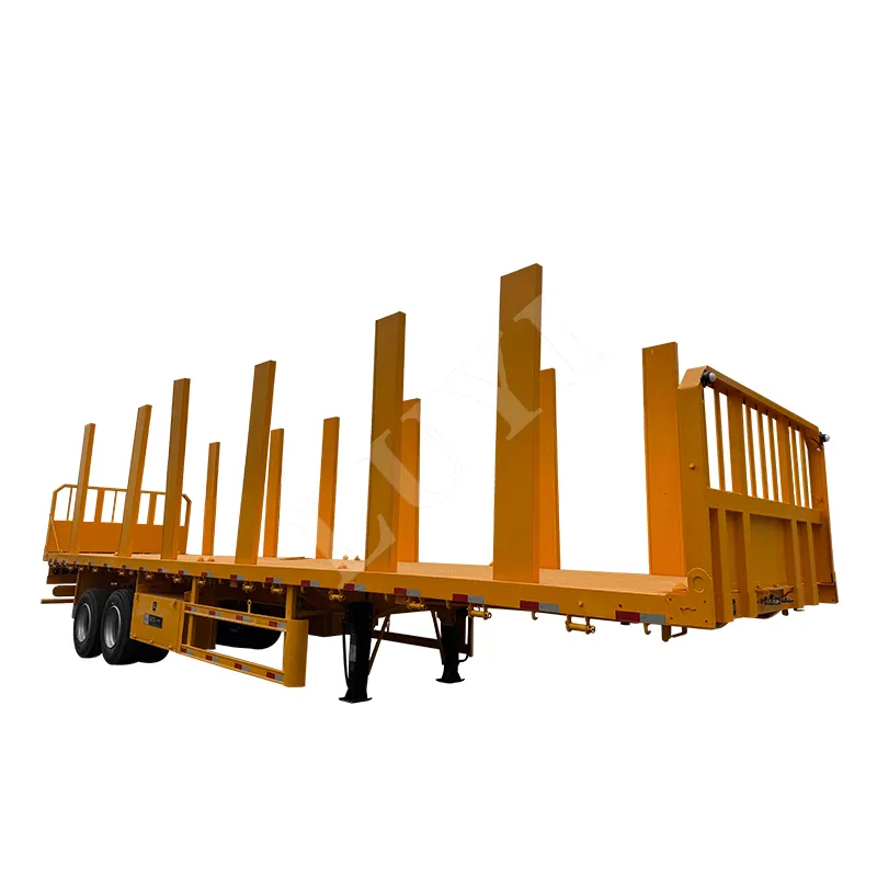 2‑axle flatbed semi‑trailer with upright posts
