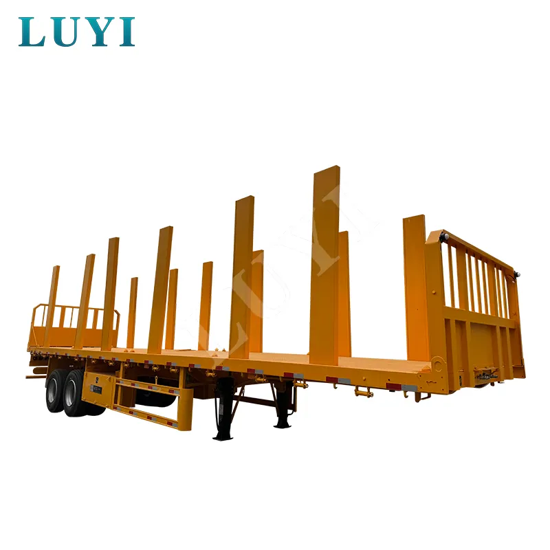 2‑axle flatbed semi‑trailer with upright posts