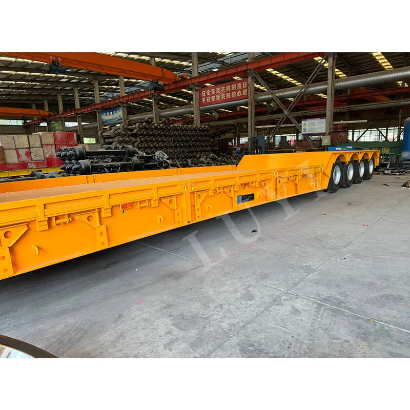 17m long 4‑axle detachable gooseneck low‑bed semi‑trailer, 3m width with 20cm widening on each side, 120‑ton load capacity