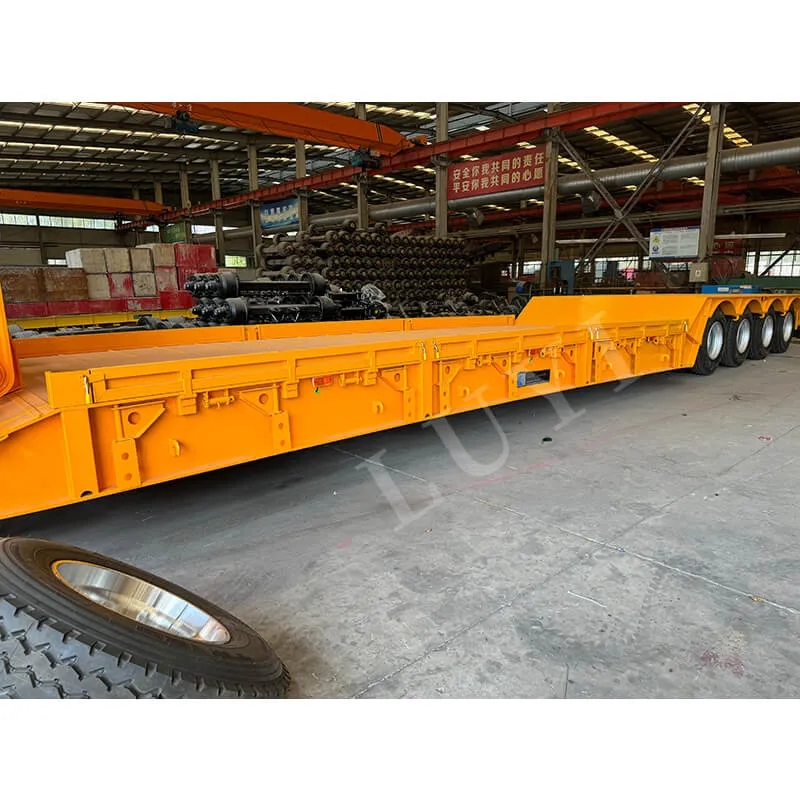 17m long 4‑axle detachable gooseneck low‑bed semi‑trailer, 3m width with 20cm widening on each side, 120‑ton load capacity