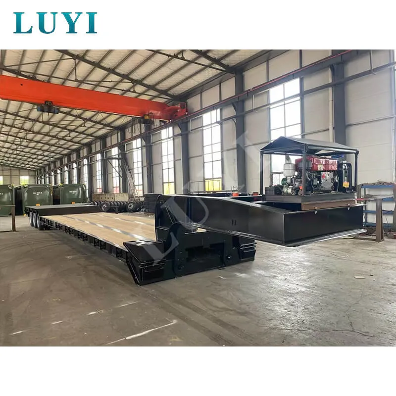 3‑axle low bed trailer with wood floor