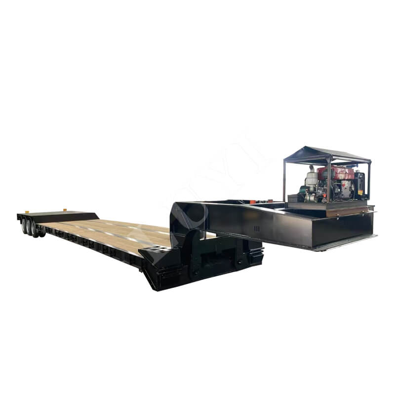 3‑axle low bed trailer with wood floor