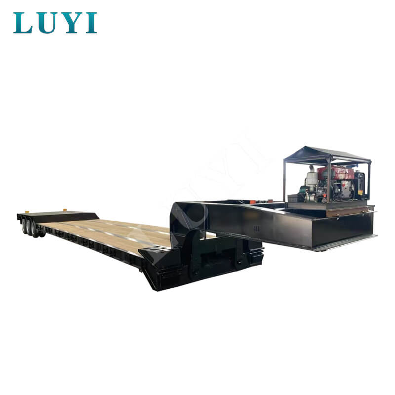 3‑axle low bed trailer with wood floor