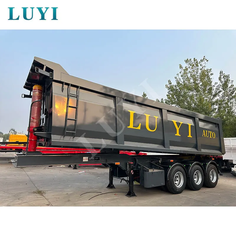 3‑axle black rectangular tipper semi‑trailer