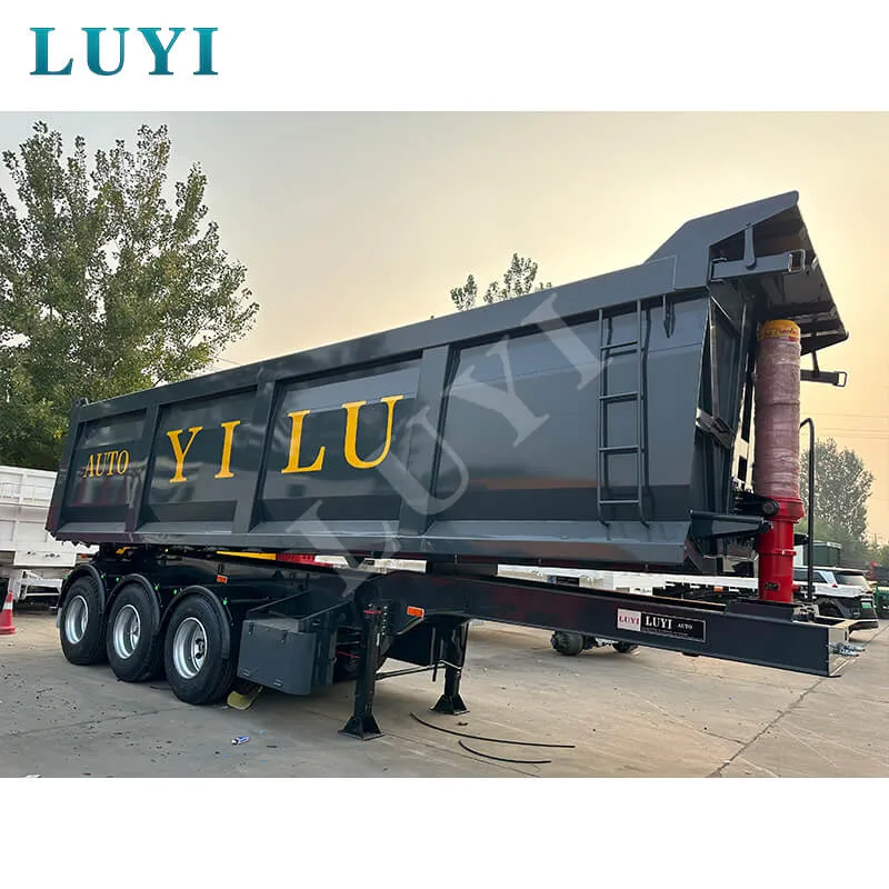 3‑axle black rectangular tipper semi‑trailer