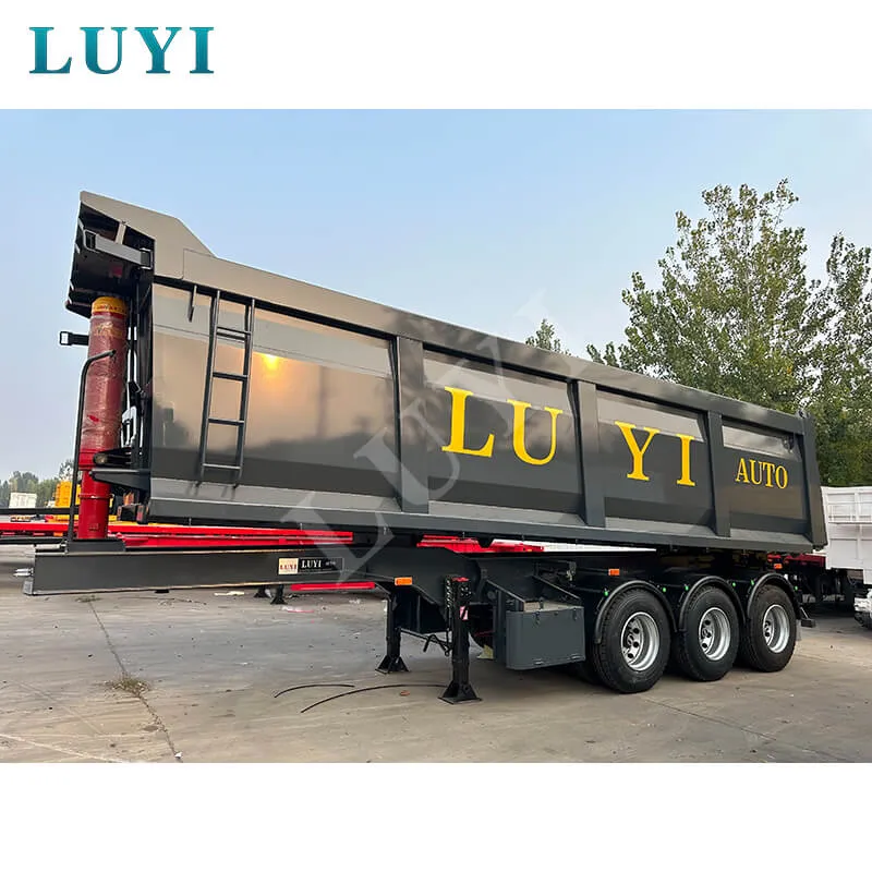 3‑axle black rectangular tipper semi‑trailer