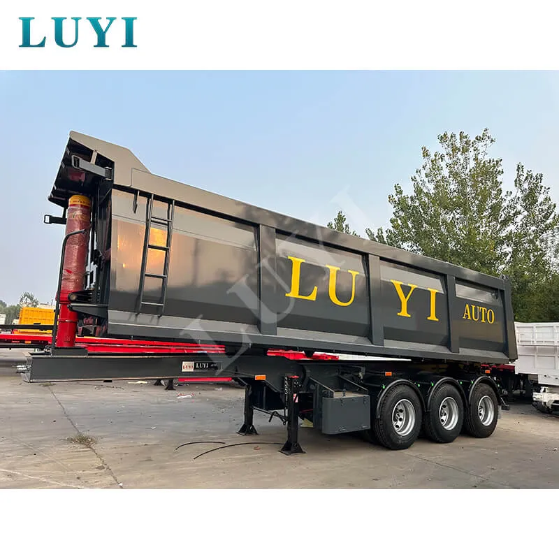 3‑axle black rectangular tipper semi‑trailer