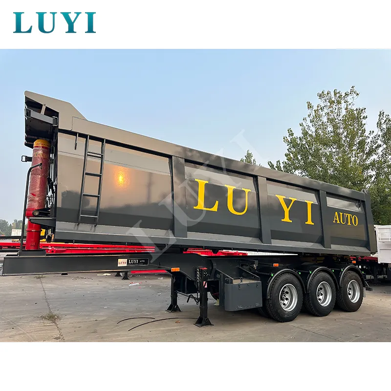 3‑axle black rectangular tipper semi‑trailer