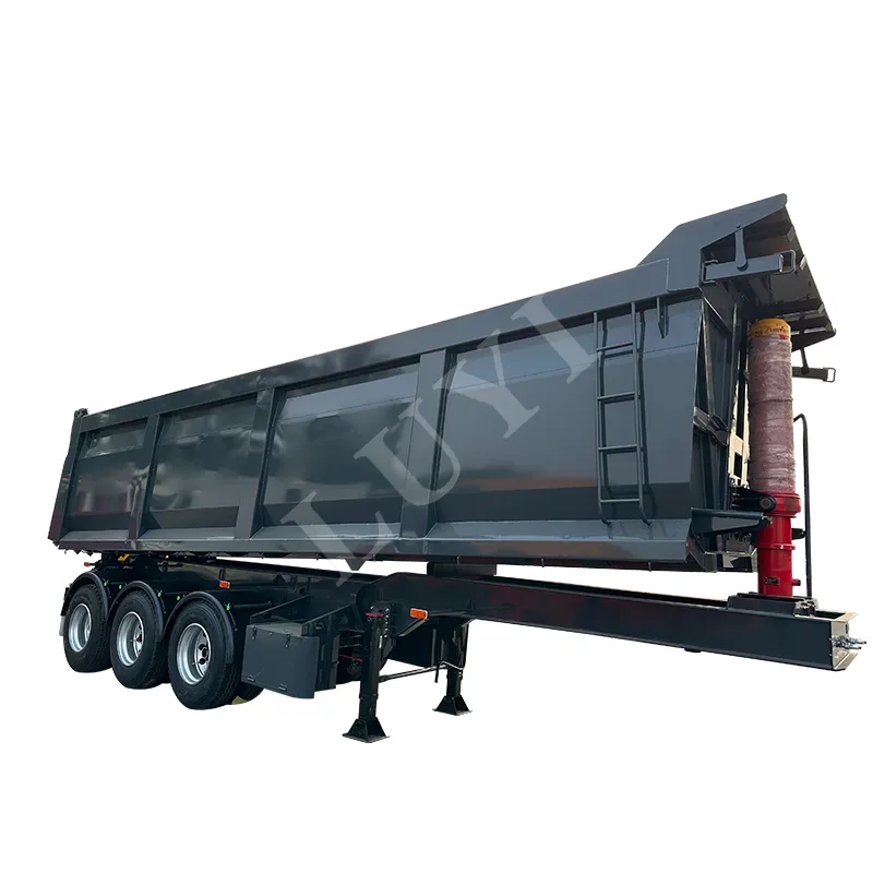 3‑axle black rectangular tipper semi‑trailer